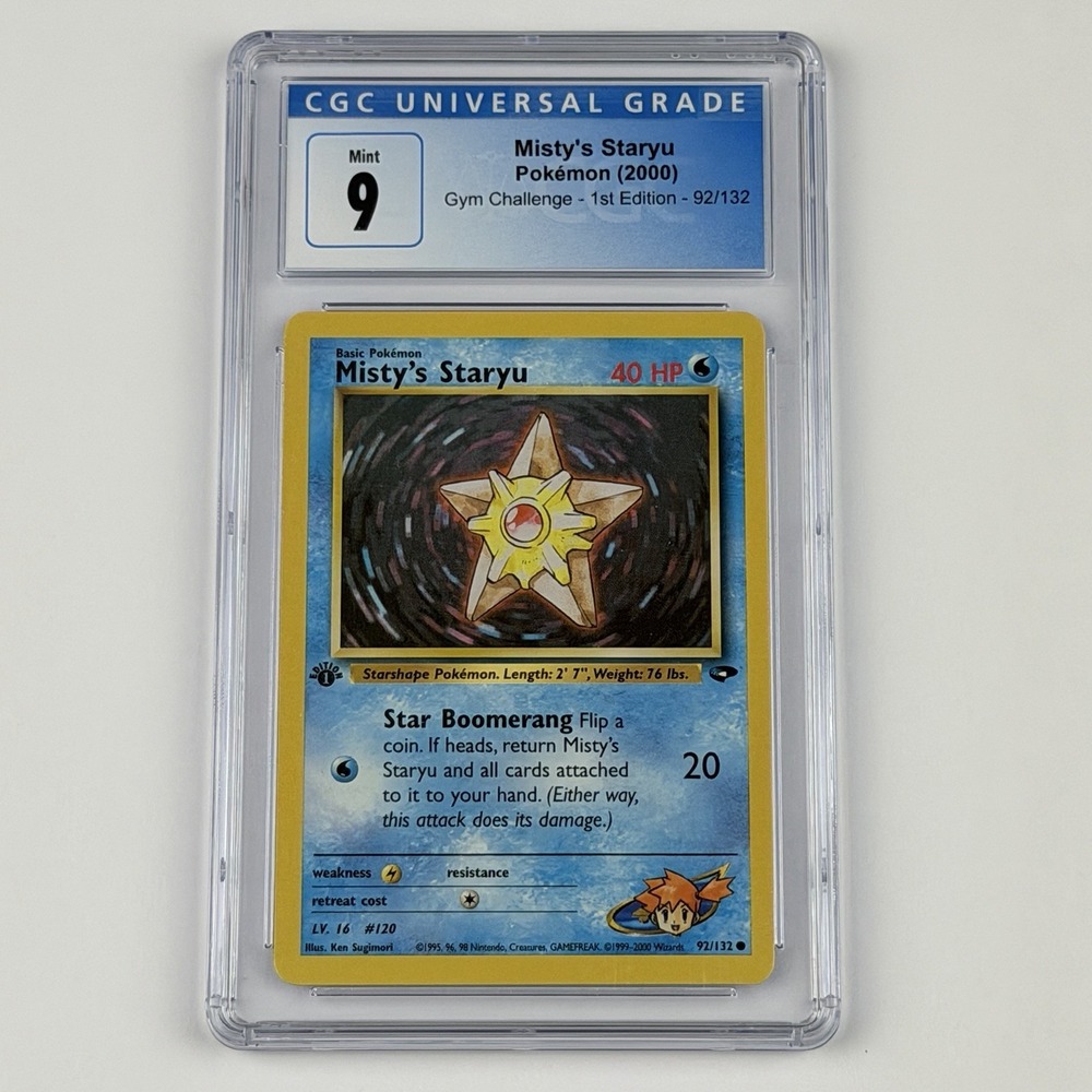 Misty's Staryu 1st Ed. 92/132 CGC 9 Blue Label TCG 2000 Pokemon Gym Challenge